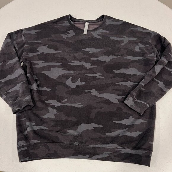 ATHLETA Studio To Street Crew Neck Sweatshirt Large Camo #509995 Black Gray. - Picture 1 of 6